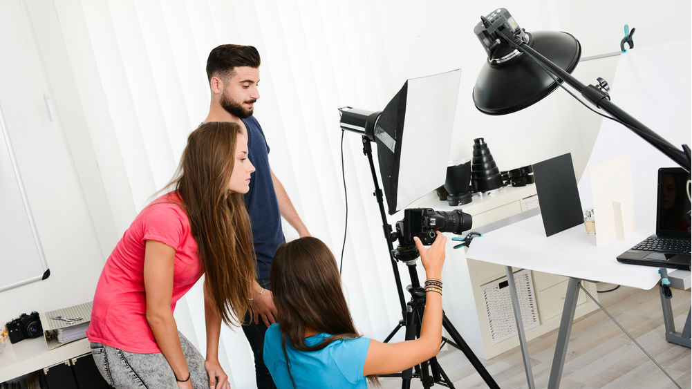 Students practicing photography skills